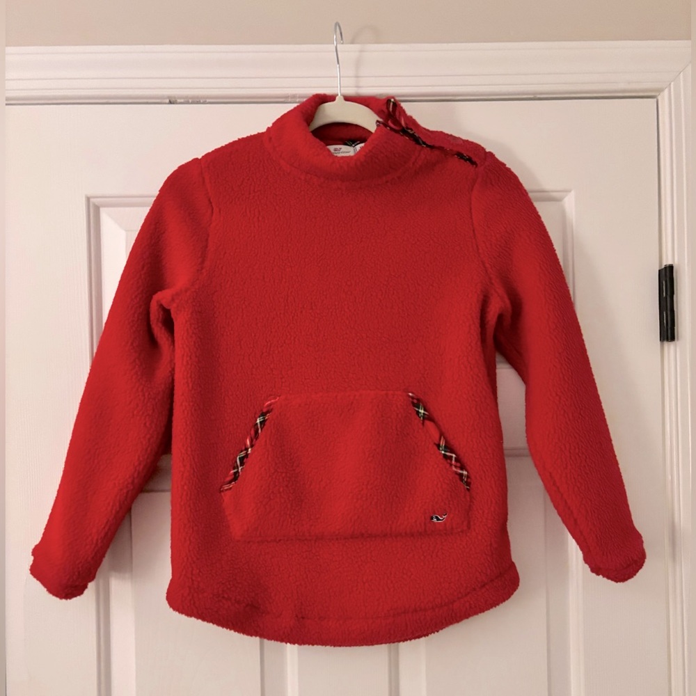 VINEYARD VINES tunic fleece sweater girls with bottom side collar